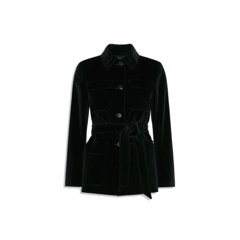 Max Mara Black Cotton Full-Length Women's Jacket